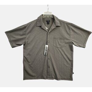 Vintage Kustom Threads Shirt Mens Large Button Up Gray Geometric Rockabilly NEW